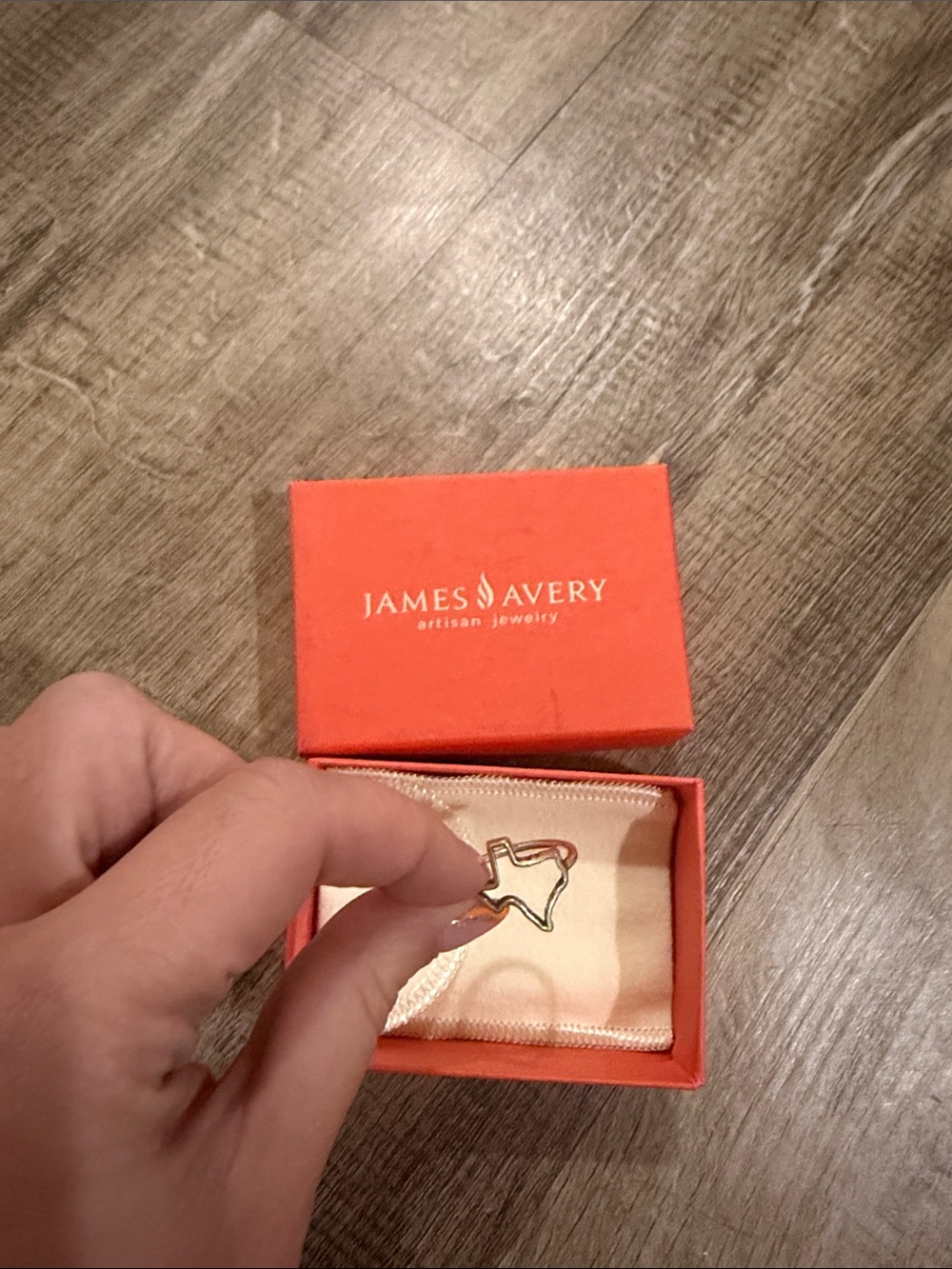 James Avery silver Texas ring with Orange Box